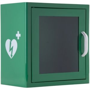Universele AED wandkast met alarm (groen)