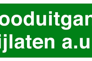 Bord tekst ''Nooduitgang vrijlaten'' 90 x 250mm