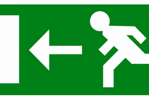 Sticker Vluchtweg pijl links 150x300mm