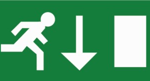 Bord vluchtweg pijl omlaag - 150 x 300mm