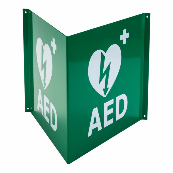 Panoramabord groot aluminium met AED logo (Ilcor)
