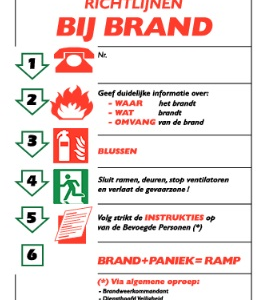 Tekst "Richtlijnen bij Brand" - 210 x 297mm Vinyl